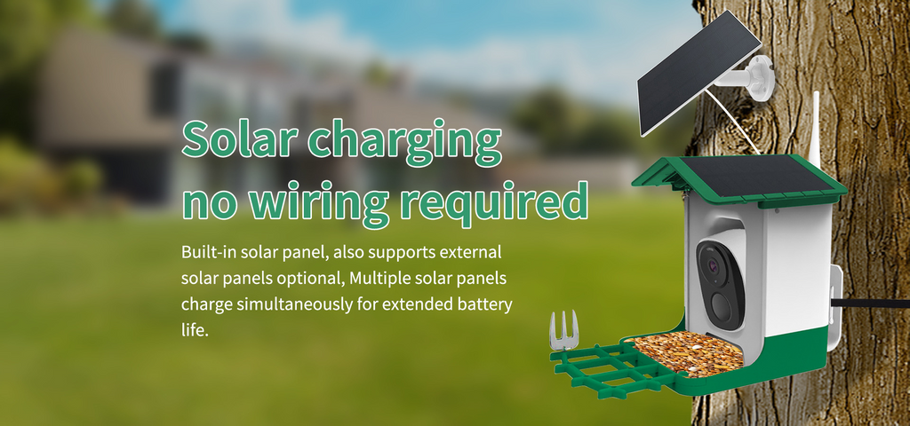 Solar Bird Feeder with Camera AI Bird Identification Wireless Outdoor Smart Birdhouse Automatic Bird Watching Gift for Bird Lovers