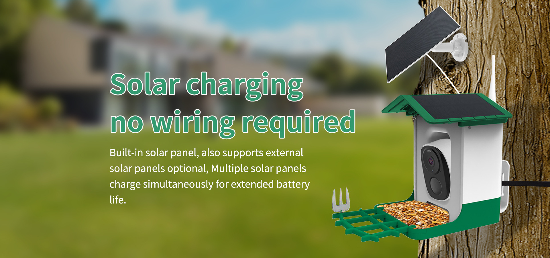 Solar Bird Feeder with Camera AI Bird Identification Wireless Outdoor Smart Birdhouse Automatic Bird Watching Gift for Bird Lovers