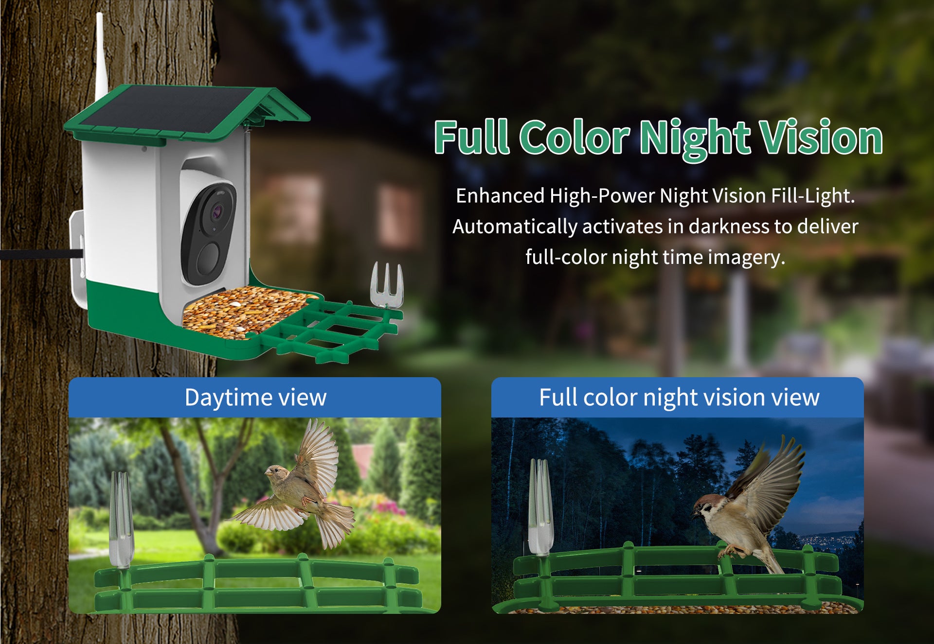 Solar Bird Feeder with Camera AI Bird Identification Wireless Outdoor Smart Birdhouse Automatic Bird Watching Gift for Bird Lovers